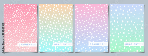 Fototapeta Naklejka Na Ścianę i Meble -  Set of colorful gradient covers With dots Pattern, pastel colors. For covers, wallpapers, branding and other projects.