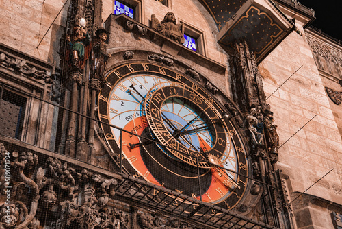 Canvas Print The medieval astronomical clock in the Old Town square in Prague, Czechia