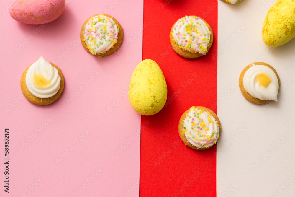 Easter cookies on colorful background