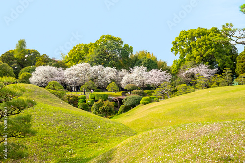 Suizenji Jojuen park in Kumamoto, Japan in memory of Hosokawa Tadatoshi, boss of samurai clan photo