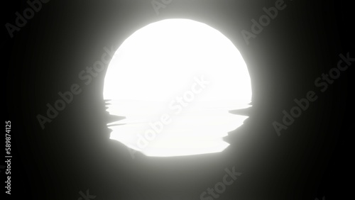 Fototapeta Naklejka Na Ścianę i Meble -  White Moon reflection in water or the ocean on black background.