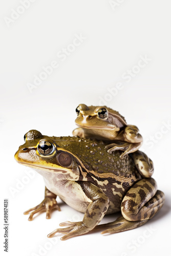 Double the Fun: Two Frogs Perched Together with Space for Your Message. Generative ai.
