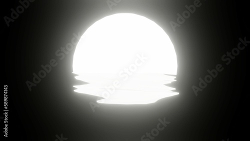Fototapeta Naklejka Na Ścianę i Meble -  White Moon reflection in water or the ocean on black background.