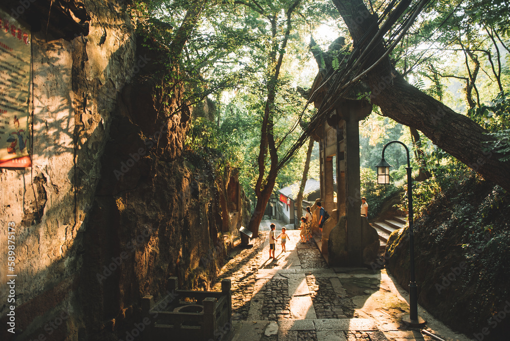 Obraz premium The way to the West Lake scenery- Baochu Pagoda. Taken on the Hangzhou, Zhejiang, China.