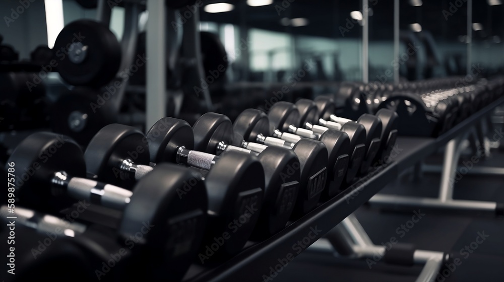 Obraz premium dumbbells in a gym - generative ai
