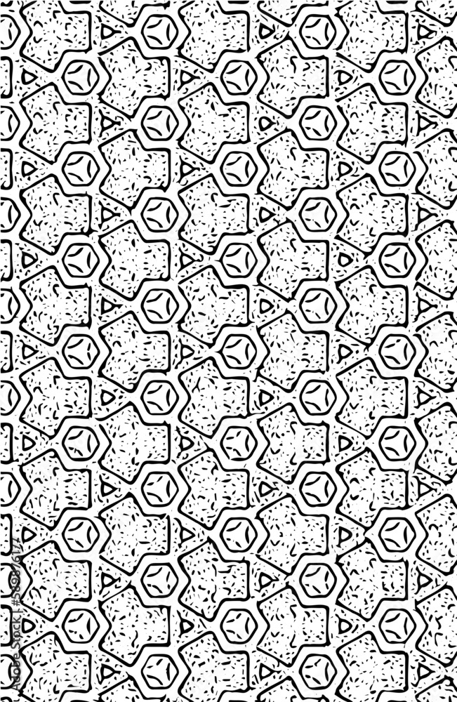 Fototapeta premium Modern seamless geometric hexagon shapes repeated pattern design vector element in black color 