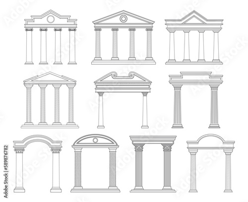 Fototapete Set of Ancient pediments