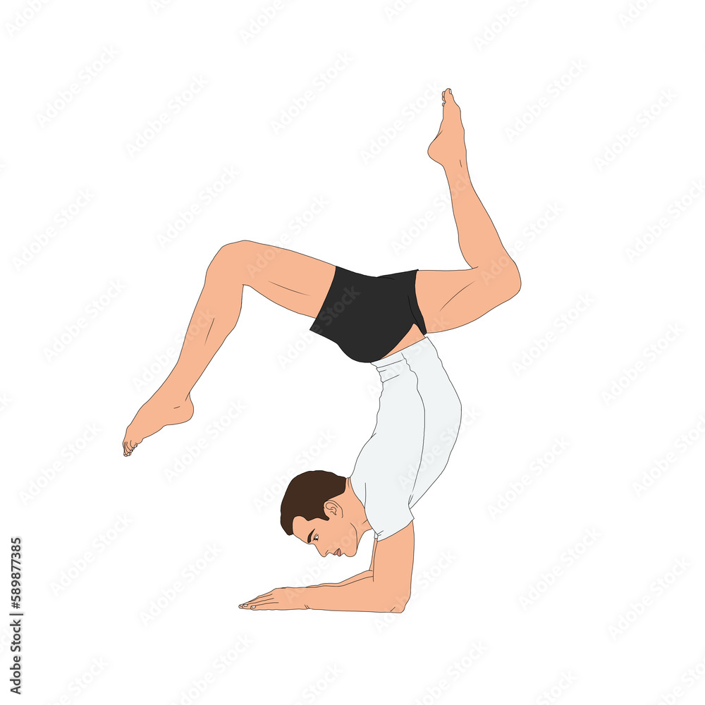 PNG Handstand With Splits Pose / Pincha Mayurasana. Man doing yoga asana posture exercise without background, isolated figure, transparent. Cartoon illustration portrait of guy practicing yoga, person PNG Handstand With Splits Pose / Pincha Mayurasana. Man doing yoga asana posture exercise without background, isolated figure, transparent. Cartoon illustration portrait of guy practicing yoga, person