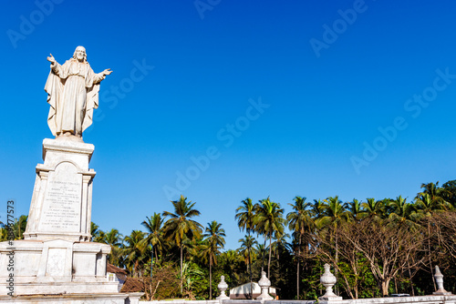 Statue of Jesus Christ in front of the Se cathedral in Old Goa, Goa Velha, Goa, India, Asia