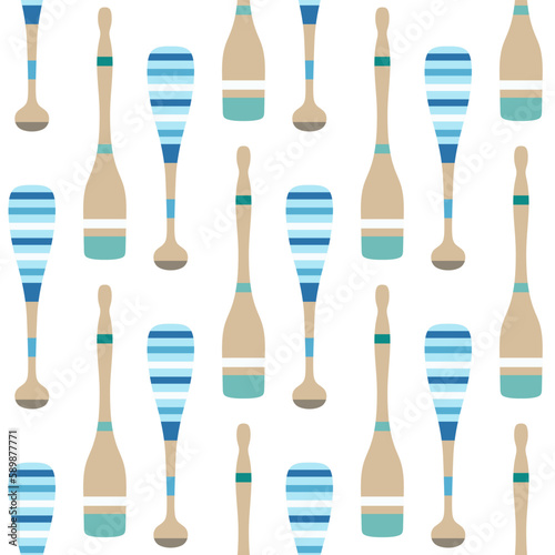 vector seamless pattern with cartoon paddles boat