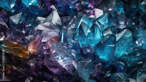 blue crystal quartz background - by generative ai