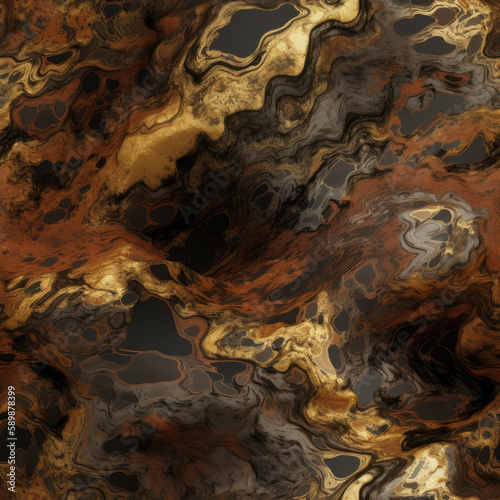 Wallpaper Mural seamless liquid gold flow pattern - by generative ai Torontodigital.ca