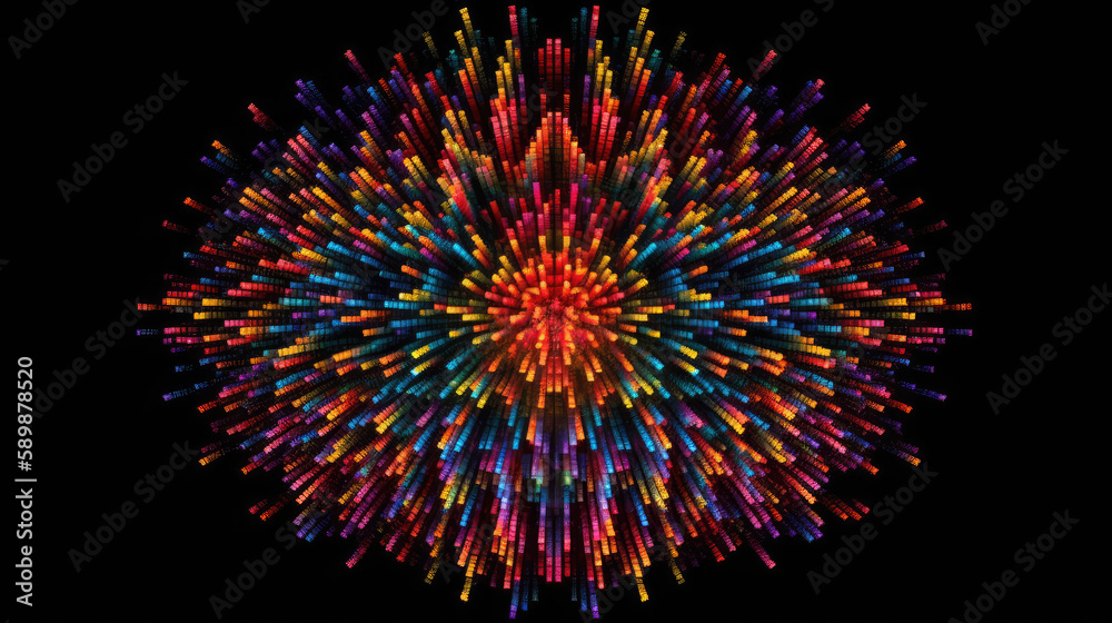 rainbow fireworks on black - by generative ai rainbow fireworks on black - by generative ai