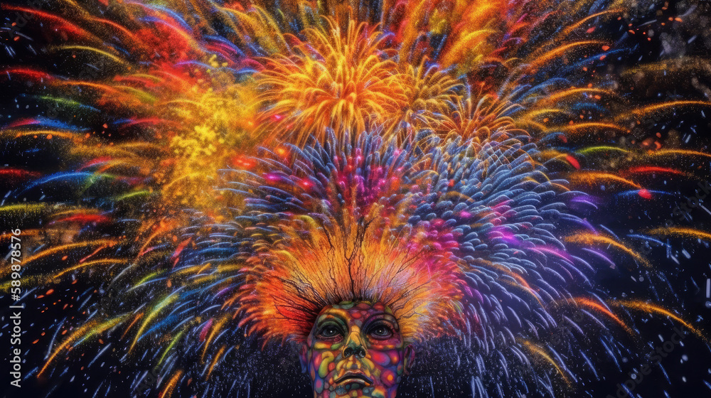 psychedelic mind firework consciousness - by generative ai