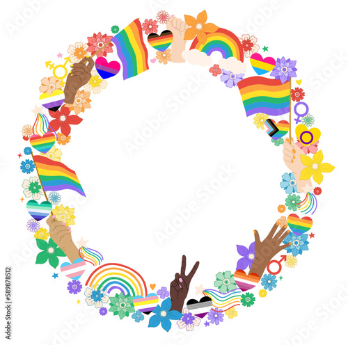 LGBT peace love rainbow collection composition