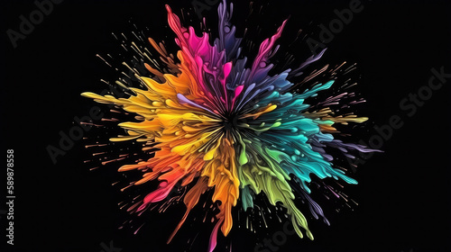colorful fireworks paint explosion - by generative ai