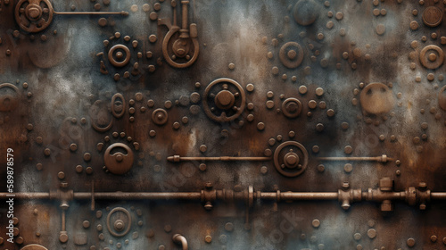 old rusty metal industry wall - by generative ai