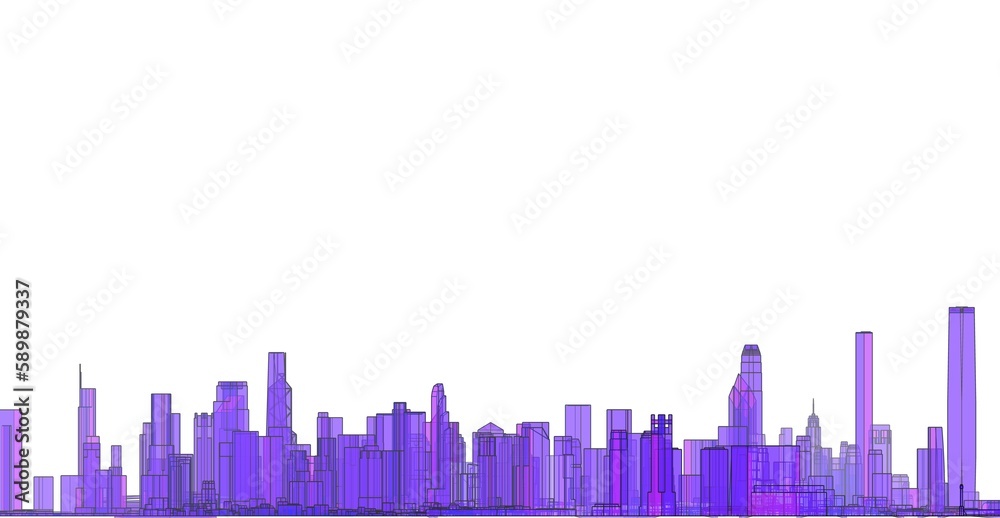 city skyline sketch 3d illustration
