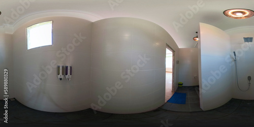 vr 360 bathroom interior in modern hotel travel concept. photo
