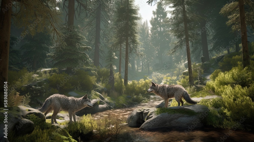 The spacious wolf habitat offers a truly immersive experience, where visitors can witness these majestic animals in their natural element. Generated by AI. The spacious wolf habitat offers a truly immersive experience, where visitors can witness these majestic animals in their natural element. Generated by AI.