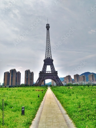 Tianducheng, China is suburb of Hangzhou, Zhejiang Province Eiffle Tower is a life size replica of Paris, France.