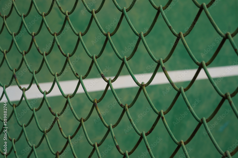 Looked through the iron bars and saw a blurry white line on the green ground. Looked through the iron bars and saw a blurry white line on the green ground.