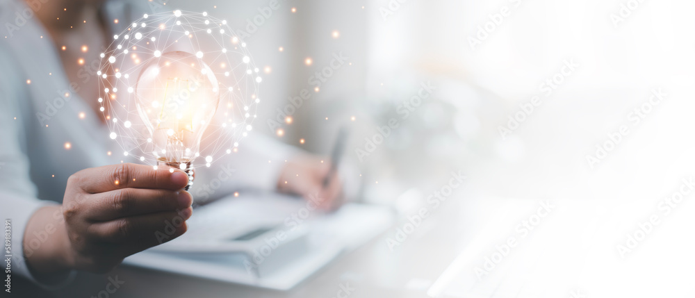 thinking and creative concept, Close up the light bulb and woman working on the desk, Creativity, and innovation are keys to success, new idea and innovation with Brain and light bulbs,big data thinking and creative concept, Close up the light bulb and woman working on the desk, Creativity, and innovation are keys to success, new idea and innovation with Brain and light bulbs,big data