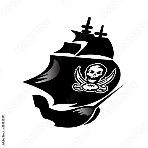 Pirate ship logo design vector illustration