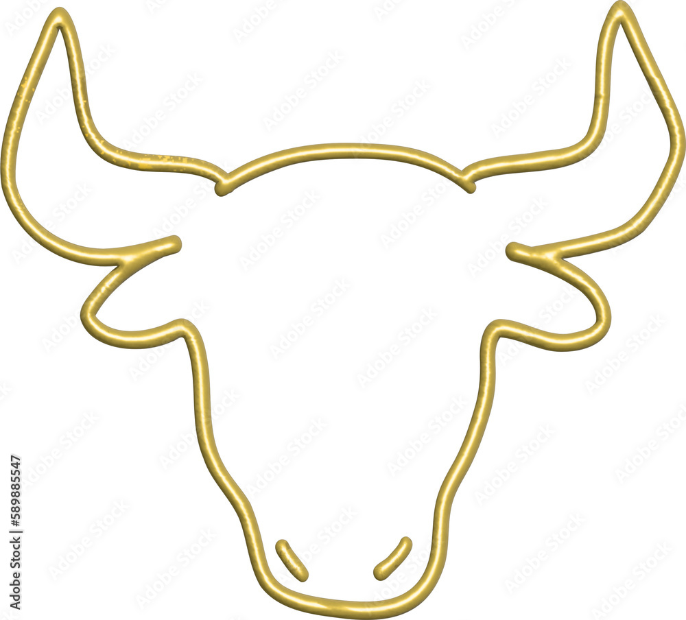 3d gold Zodiac sign Taurus