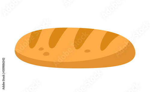 Healthy food icon. Sticker with delicious loaf of wheat flour. Fresh hot bread or pastries from bakery. Healthy lifestyle and diet. Cartoon flat vector illustration isolated on white background