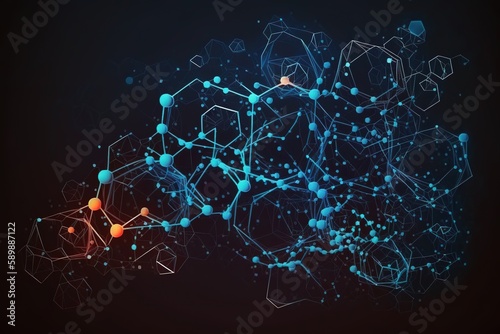 Futuristic Molecules tech, Hexagon pattern,generative AI