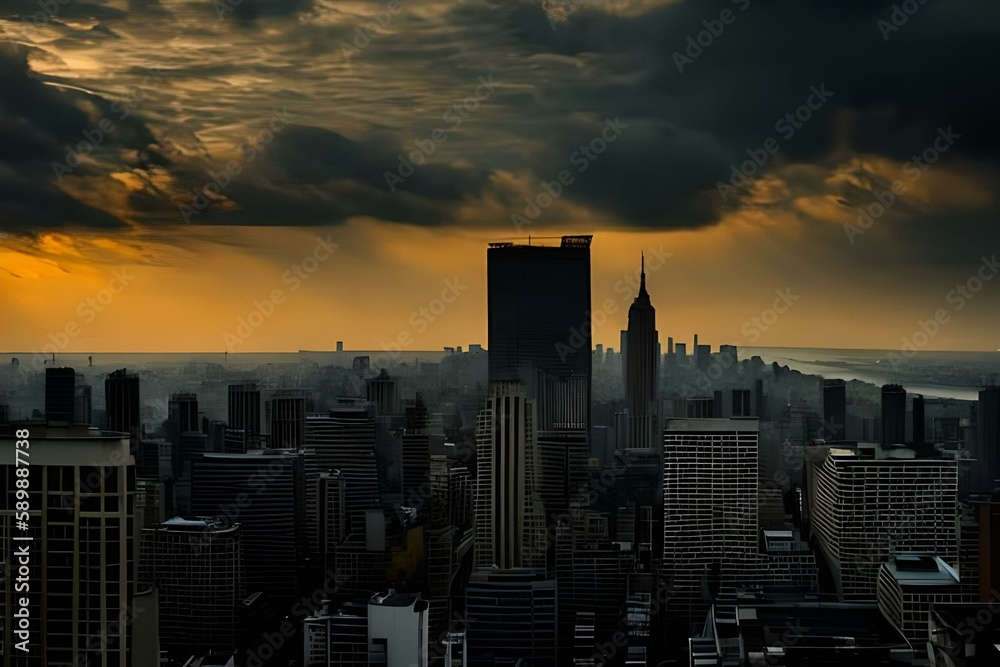 Fototapeta premium futuristic city, viewed from rooftop