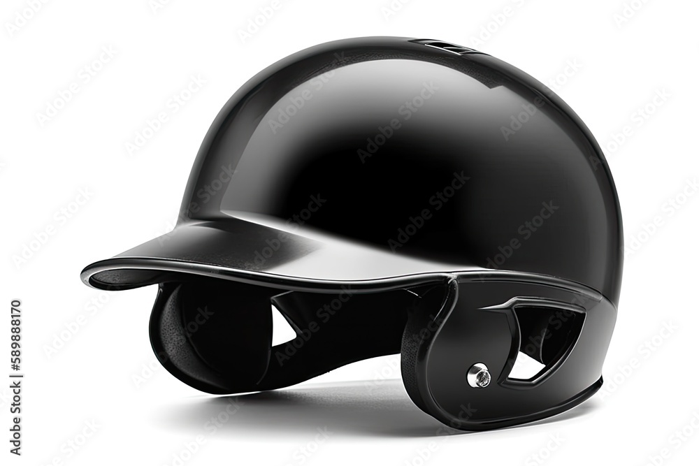 black baseball helmet on a white background. Generative AI black baseball helmet on a white background. Generative AI