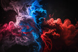Blue and Red Smoke Clouds Abstract Background generative ai