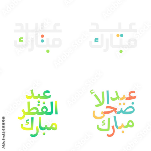 Stylish Eid Mubarak Greeting Cards with Modern Calligraphy