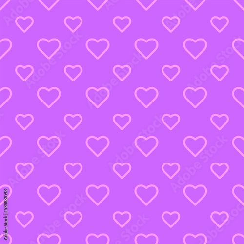 Endless seamless pattern of hearts Pink vector hearts on a Purple background Wallpaper for wrapping paper Background. Vector illustration Textile Fabric design. Pattern with hearts Celebration Heart
