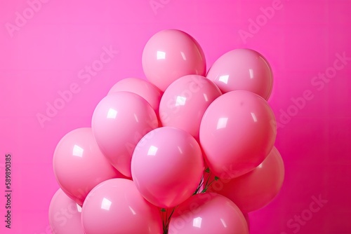 Lots of pink helium balloons. Generative ai.