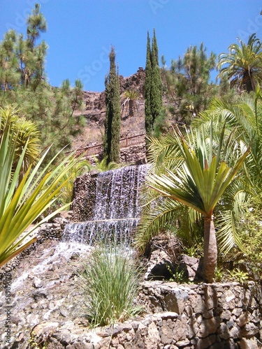Wasserfall zwischen Palmen
