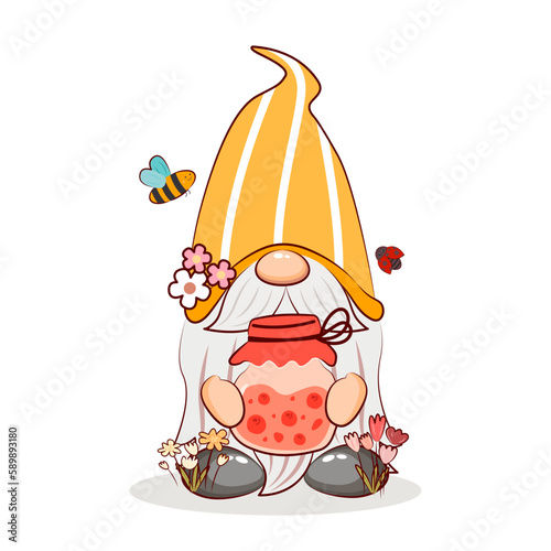 Sweet Spring Gnome. vector illustrator