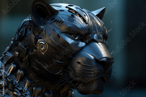 black panther cyborg, Generative AI