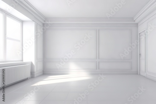 empty room | large luxury modern bright interiors empty room illustration | modern empty living room interior design | Interior with blank wall | Large empty room, Generative AI