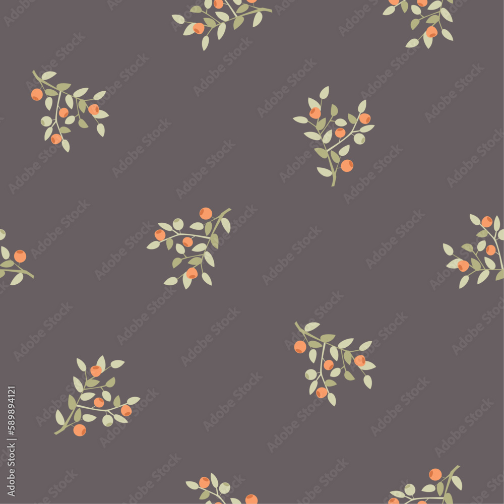 seamless vector pattern with forest berries on a dark background