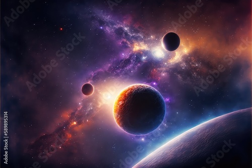 shiny universe cosmic banner for galaxy inspiring scenery generative ai