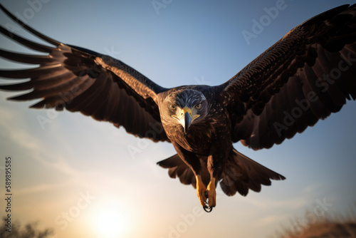 Detail of eagle in flight created with AI 