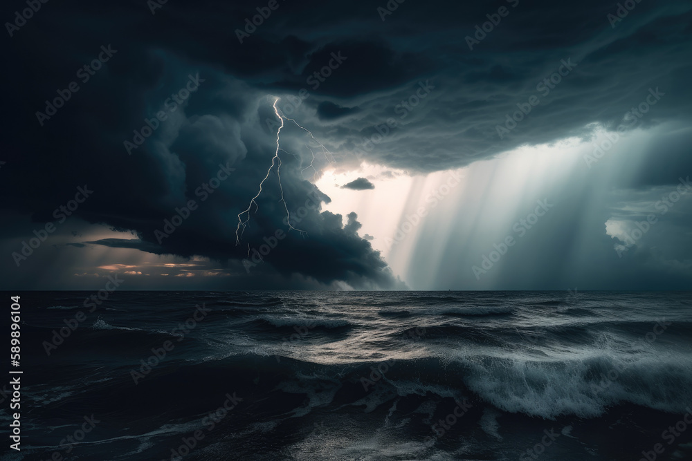 Fotografie Storm over the ocean created with AI