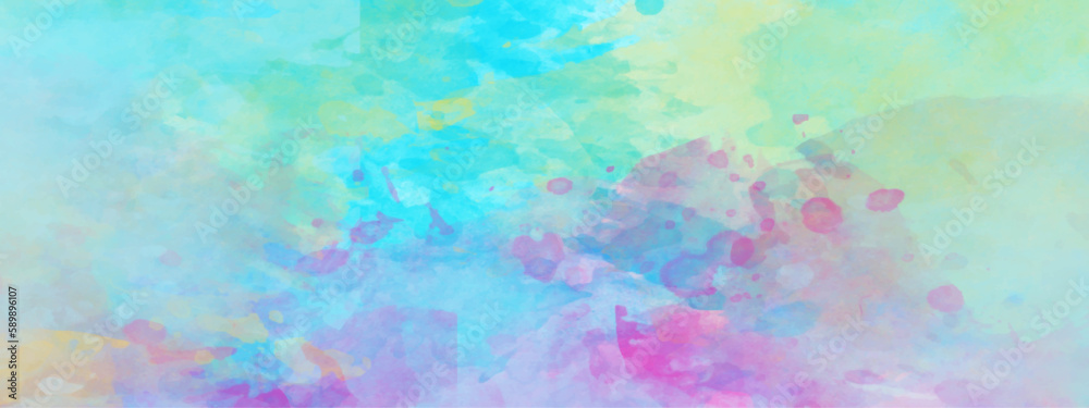 Abstract gradient colorful watercolor background on white paper texture. Abstract banner and canvas design, texture of watercolor.