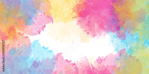 Abstract watercolor background with colorful ink painted textured. 