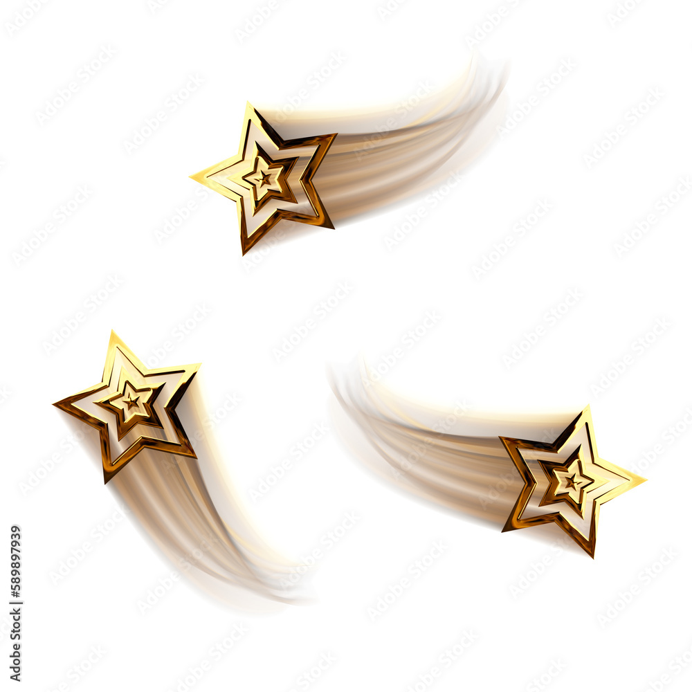 Fototapeta premium SET OF GOLDEN SHOOTING STARS