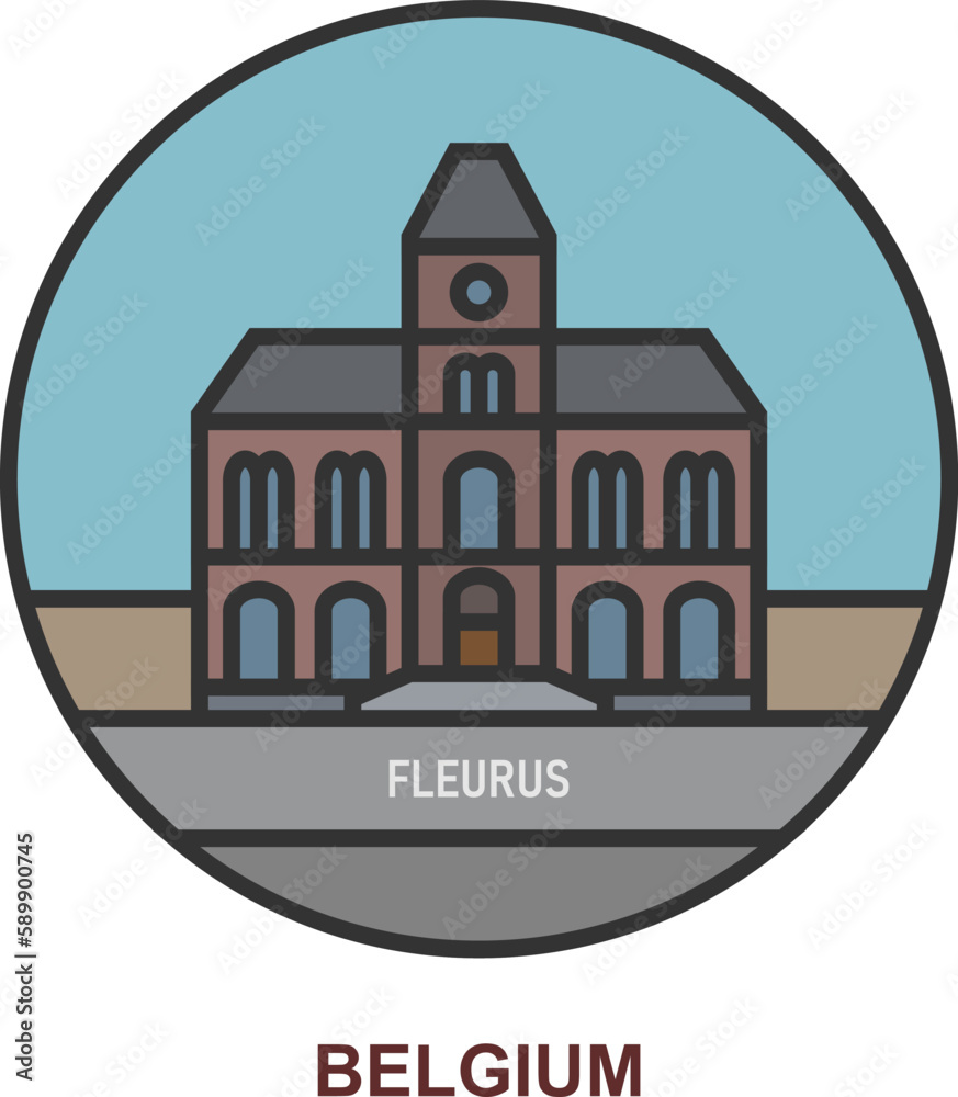 Naklejka premium Fleurus. Cities and towns in Belgium