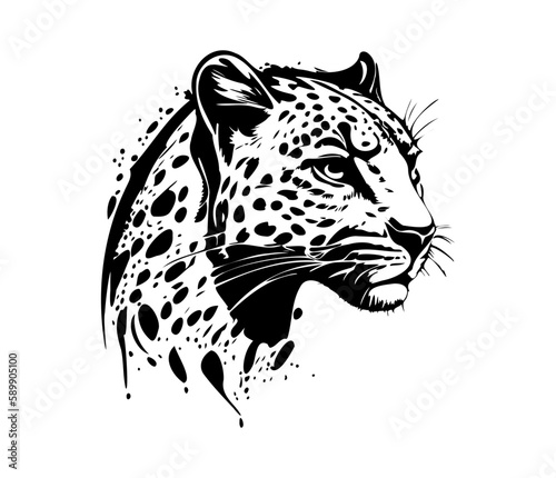 Leopard Face, Silhouettes Leopard Face SVG, black and white Leopard vector